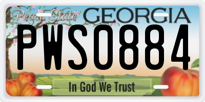 GA license plate PWS0884