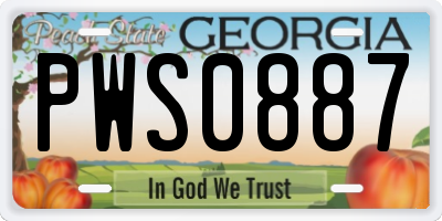 GA license plate PWS0887