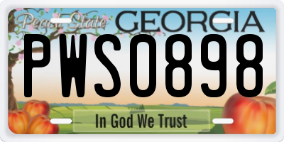 GA license plate PWS0898