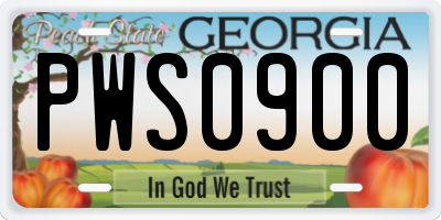 GA license plate PWS0900