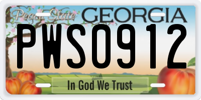 GA license plate PWS0912