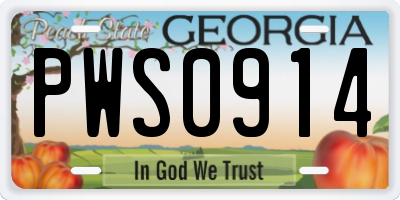 GA license plate PWS0914
