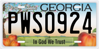 GA license plate PWS0924
