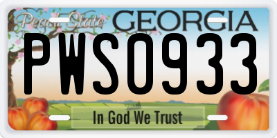 GA license plate PWS0933