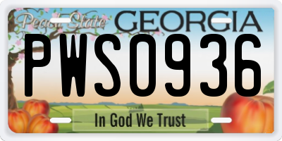 GA license plate PWS0936