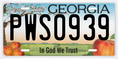 GA license plate PWS0939