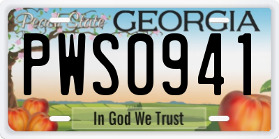 GA license plate PWS0941