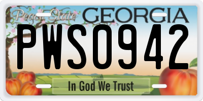 GA license plate PWS0942