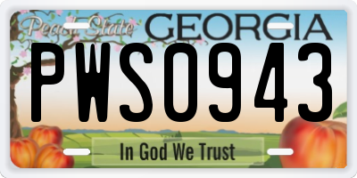 GA license plate PWS0943
