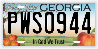 GA license plate PWS0944