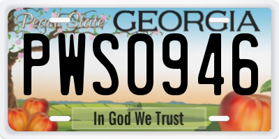 GA license plate PWS0946