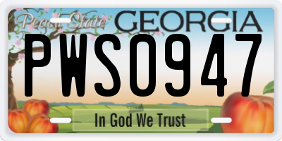 GA license plate PWS0947