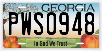 GA license plate PWS0948