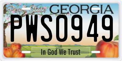 GA license plate PWS0949