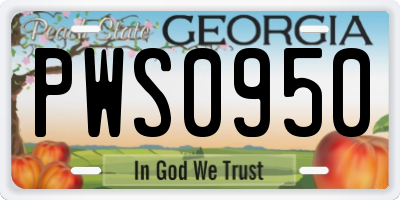 GA license plate PWS0950
