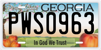 GA license plate PWS0963