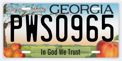 GA license plate PWS0965