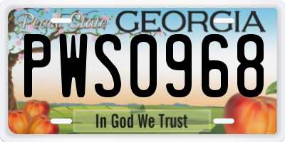 GA license plate PWS0968