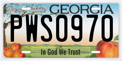 GA license plate PWS0970