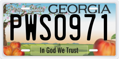 GA license plate PWS0971
