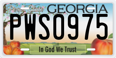 GA license plate PWS0975