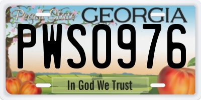 GA license plate PWS0976