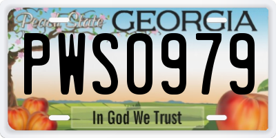 GA license plate PWS0979