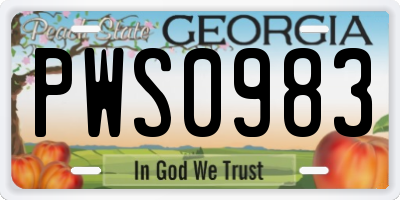 GA license plate PWS0983