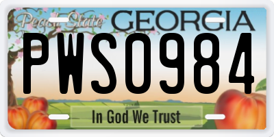 GA license plate PWS0984