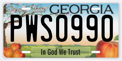 GA license plate PWS0990