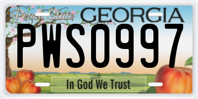 GA license plate PWS0997