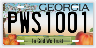 GA license plate PWS1001