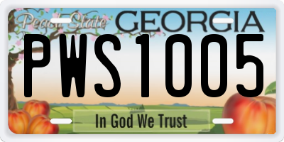 GA license plate PWS1005
