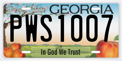 GA license plate PWS1007