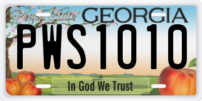 GA license plate PWS1010