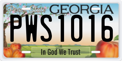 GA license plate PWS1016