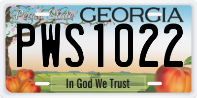 GA license plate PWS1022