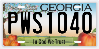 GA license plate PWS1040