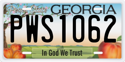 GA license plate PWS1062