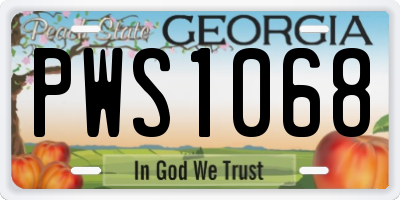 GA license plate PWS1068
