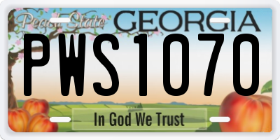 GA license plate PWS1070
