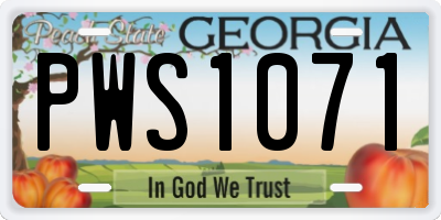 GA license plate PWS1071