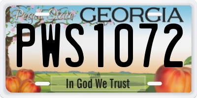 GA license plate PWS1072