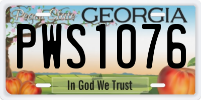 GA license plate PWS1076