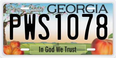 GA license plate PWS1078