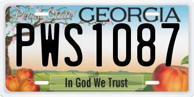 GA license plate PWS1087