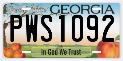 GA license plate PWS1092