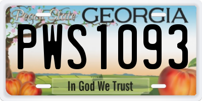 GA license plate PWS1093