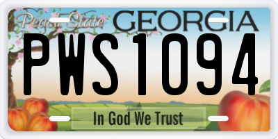 GA license plate PWS1094