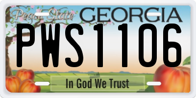 GA license plate PWS1106